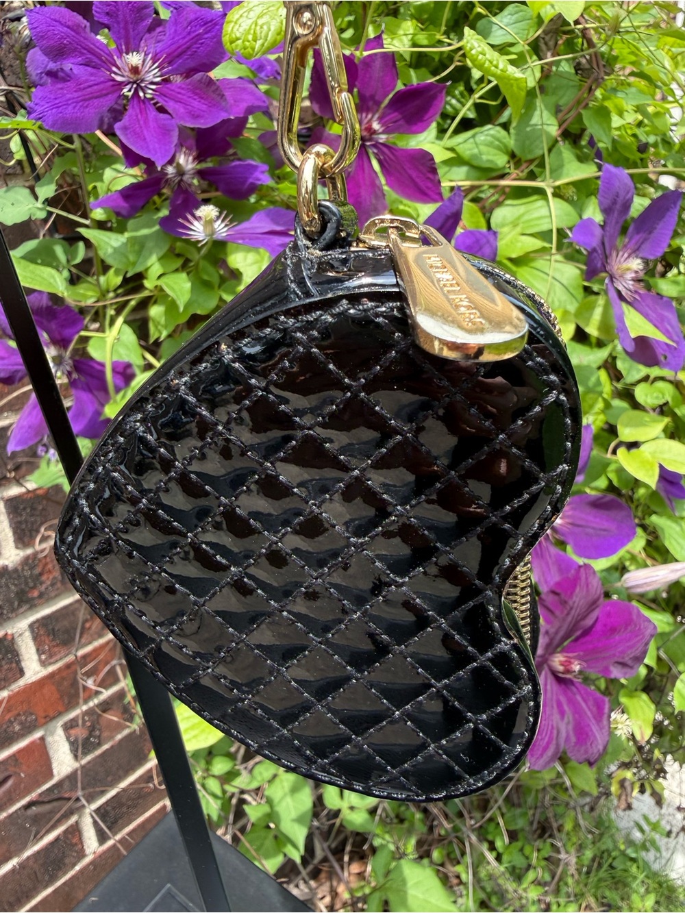 Michael Kors Black Patent Heart Coin Pouch with Gold Hardware - Picture 4 of 13
